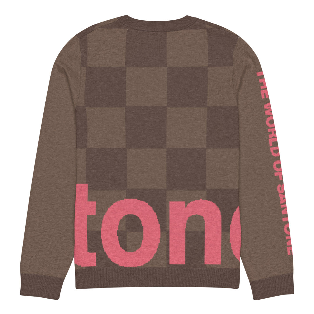 Santone Jacquard Knit Checkerboard Sweater