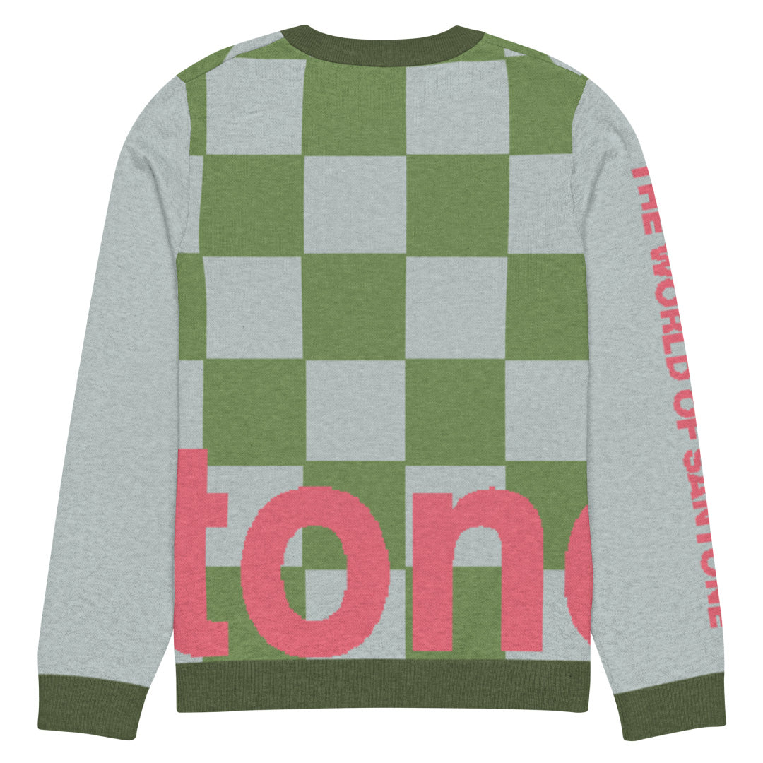 Santone Jacquard Knit Checkerboard Sweater